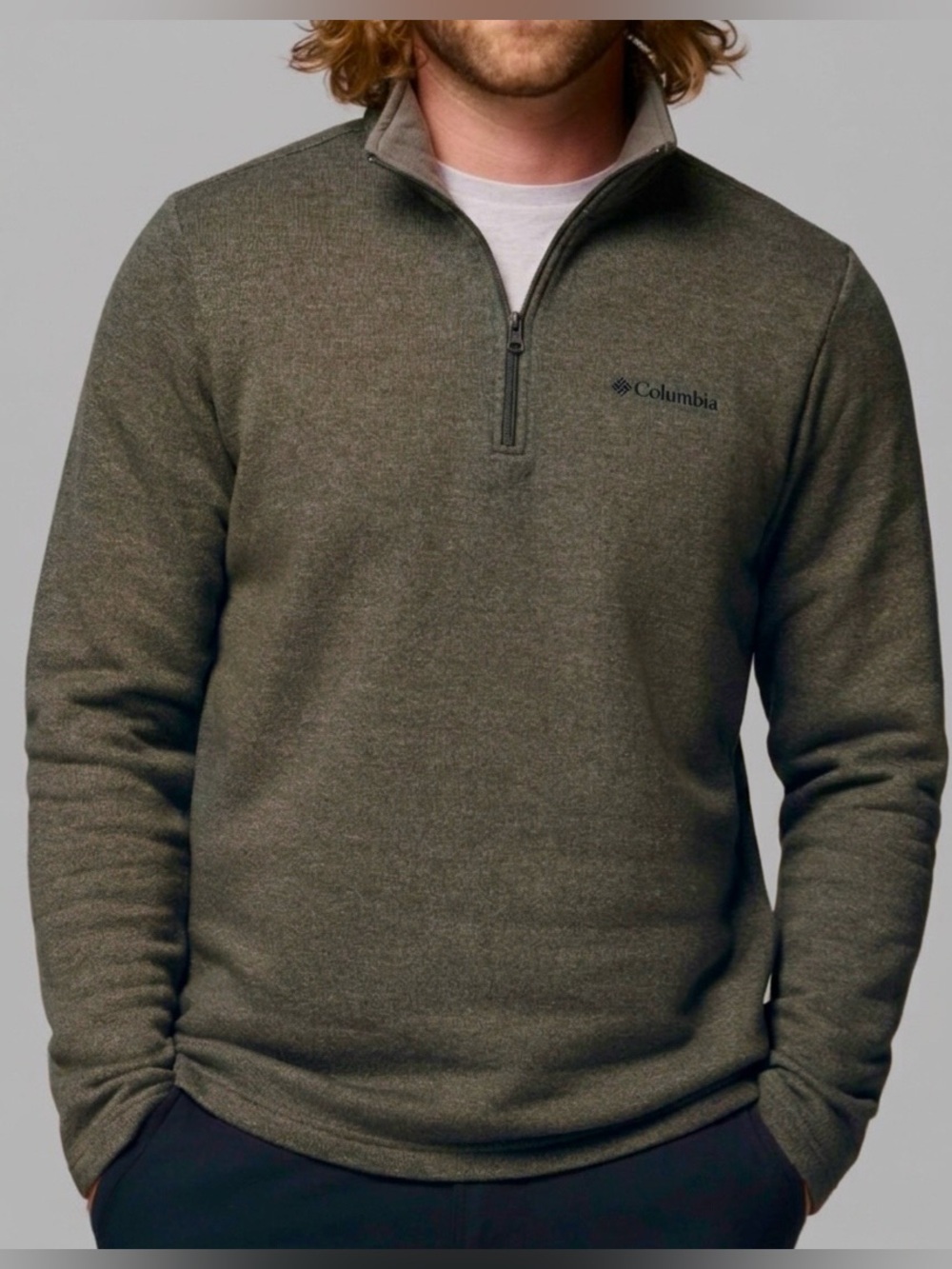Columbia Men's Heather Beiwn Half-Zip Sweater Size M